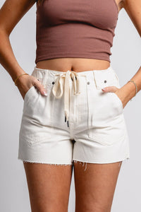 Hidden Alyx high rise pocket shorts pearl - Cute Shorts - Trendy Shorts at Lush Fashion Lounge Boutique in Oklahoma City