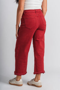 High rise wide leg crop jeans wine - Cute Valentine's Day Outfits at Lush Fashion Lounge Boutique in Oklahoma City