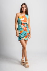 Koi one shoulder dress mint - Stylish dress - Trendy Staycation Outfits at Lush Fashion Lounge Boutique in Oklahoma City
