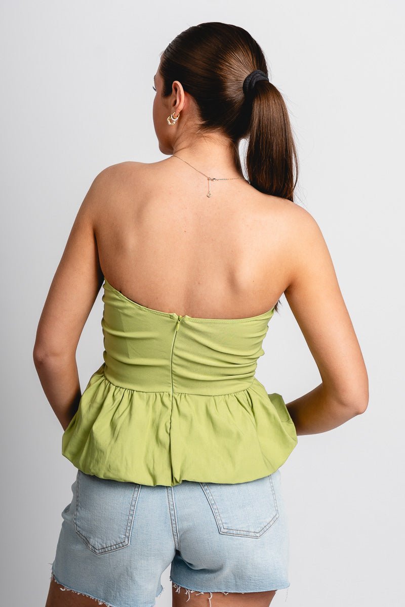 Strapless peplum top sage
