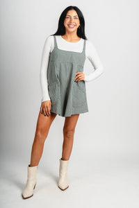 Gingham plaid sleeveless romper hunter green Stylish Romper - Womens Fashion Rompers & Pantsuits at Lush Fashion Lounge Boutique in Oklahoma City