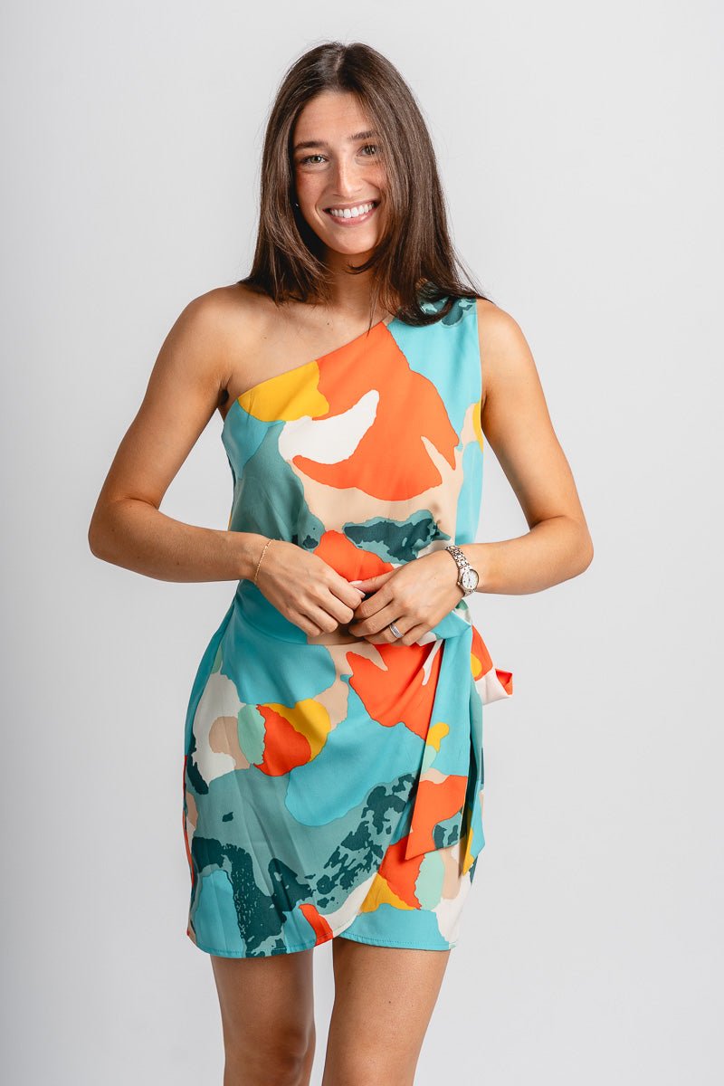Koi one shoulder dress mint - Trendy dress - Cute Vacation Collection at Lush Fashion Lounge Boutique in Oklahoma City