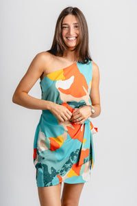 Koi one shoulder dress mint - Affordable dress - Boutique Dresses at Lush Fashion Lounge Boutique in Oklahoma City