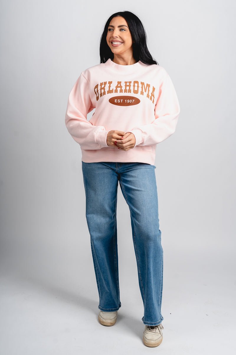 Oklahoma western mock neck sweatshirt pink