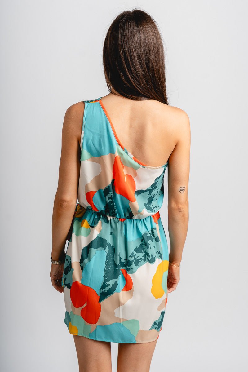 Koi one shoulder dress mint - Adorable dress - Stylish Vacation T-Shirts at Lush Fashion Lounge Boutique in Oklahoma City