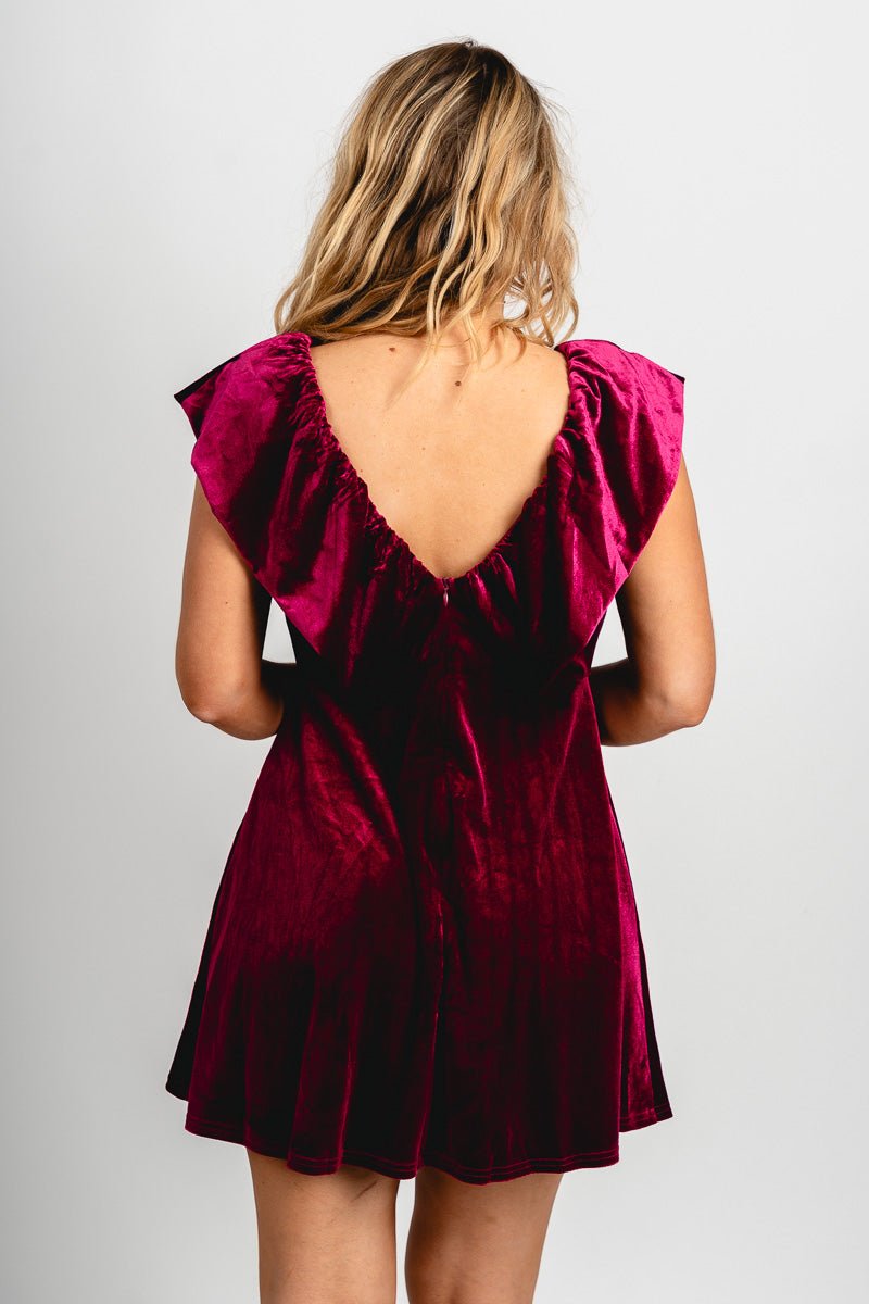 Velvet mini dress burgundy