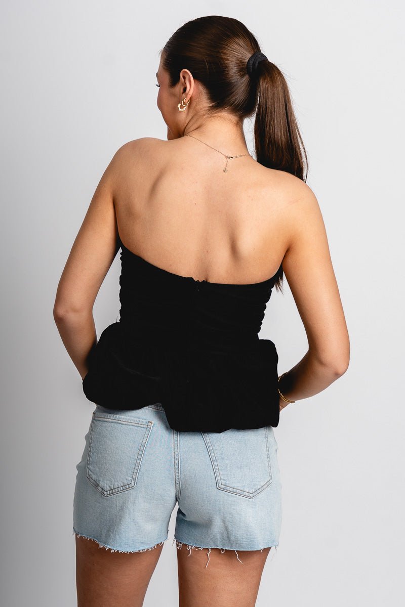 Strapless peplum top black