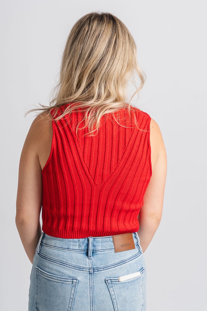 Sleeveless sweater tank top red – Unique Sweaters | Lounging Sweaters and Womens Fashion Sweaters at Lush Fashion Lounge Boutique in Oklahoma City