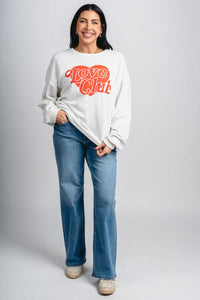 Love Club oversized sweatshirt ash grey - Cute Valentine's Day Outfits at Lush Fashion Lounge Boutique in Oklahoma City