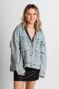 Distressed denim jacket light blue – Affordable Blazers | Cute Black Jackets at Lush Fashion Lounge Boutique in Oklahoma City