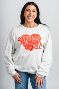 Love Club oversized sweatshirt ash grey - Unique Valentine's Day T-Shirt Designs at Lush Fashion Lounge Boutique in Oklahoma City