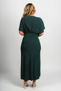Glitter v-neck maxi dress emerald Stylish dress - Womens Fashion Dresses at Lush Fashion Lounge Boutique in Oklahoma City