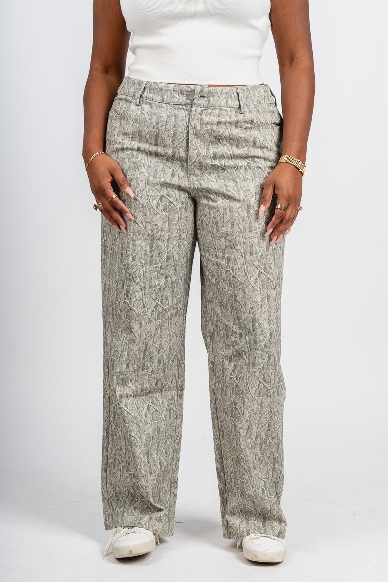 Mid rise camo wide leg jeans sage | Lush Fashion Lounge: boutique women's jeans, fashion jeans for women, affordable fashion jeans, cute boutique jeans