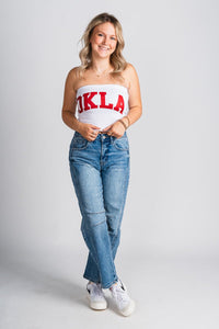 OU OKLA tube top white Top | Lush Fashion Lounge Trendy Oklahoma University Sooners Apparel & Cute Gameday T-Shirts