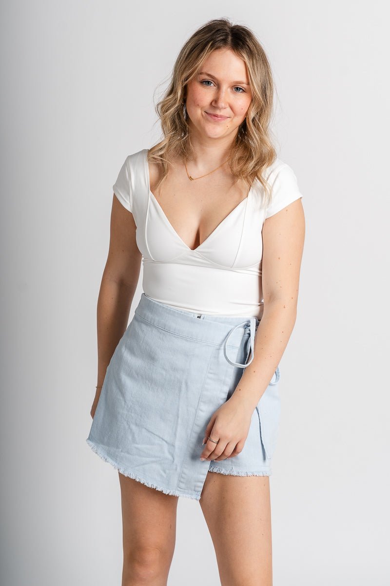 Tie waist skort ice blue