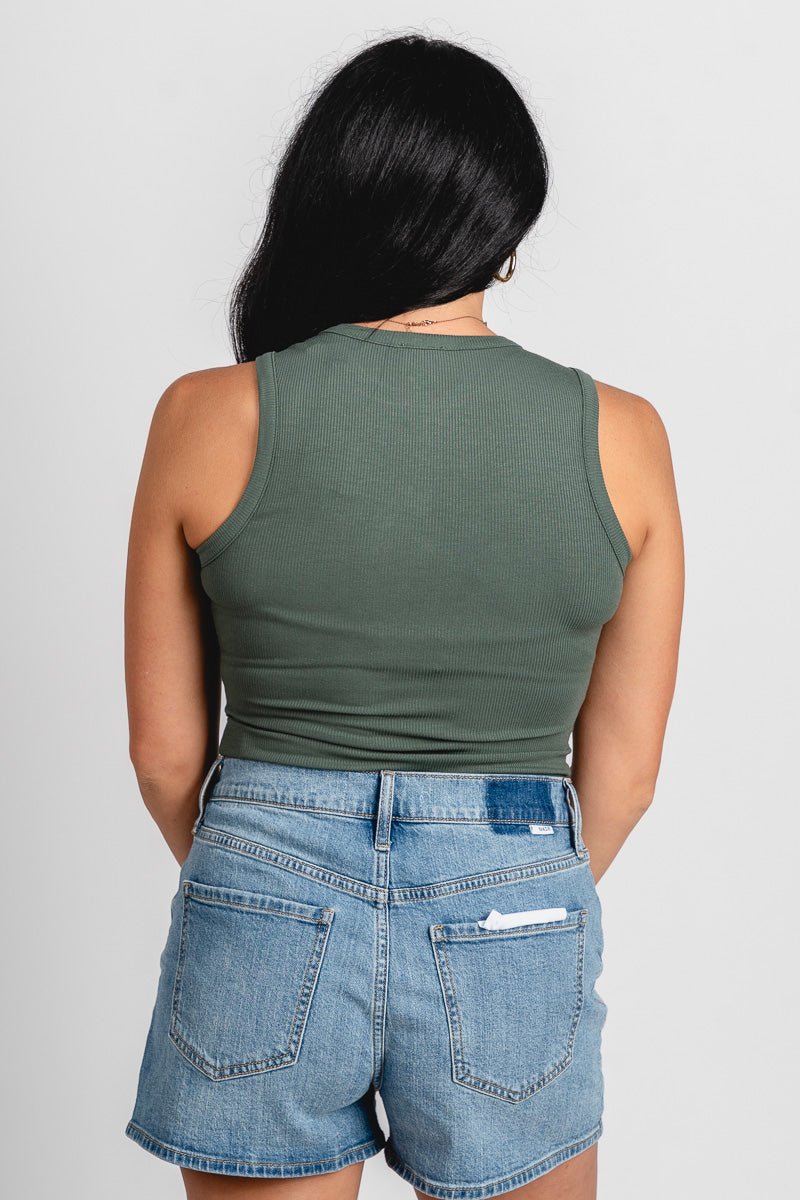 Round neck bodysuit dark sage