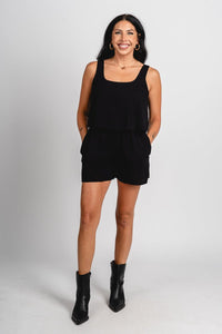 Flowy sleeveless romper black - Trendy Romper - Fashion Rompers & Pantsuits at Lush Fashion Lounge Boutique in Oklahoma City