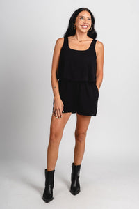 Flowy sleeveless romper black Stylish Romper - Womens Fashion Rompers & Pantsuits at Lush Fashion Lounge Boutique in Oklahoma City