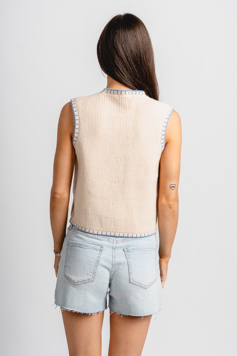 Stitch sweater vest beige