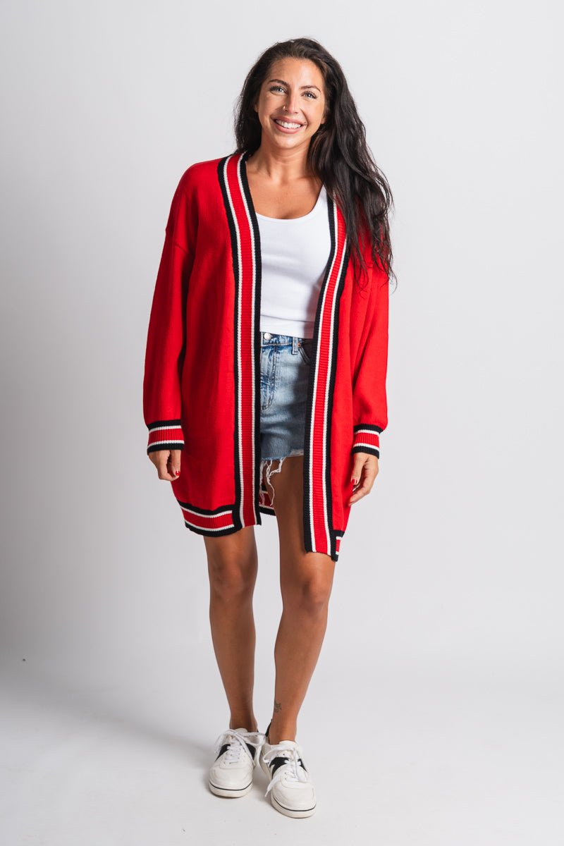 Game day varsity cardigan red