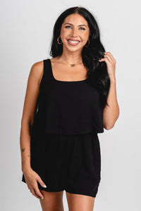 Flowy sleeveless romper black - Affordable Romper - Boutique Rompers & Pantsuits at Lush Fashion Lounge Boutique in Oklahoma City