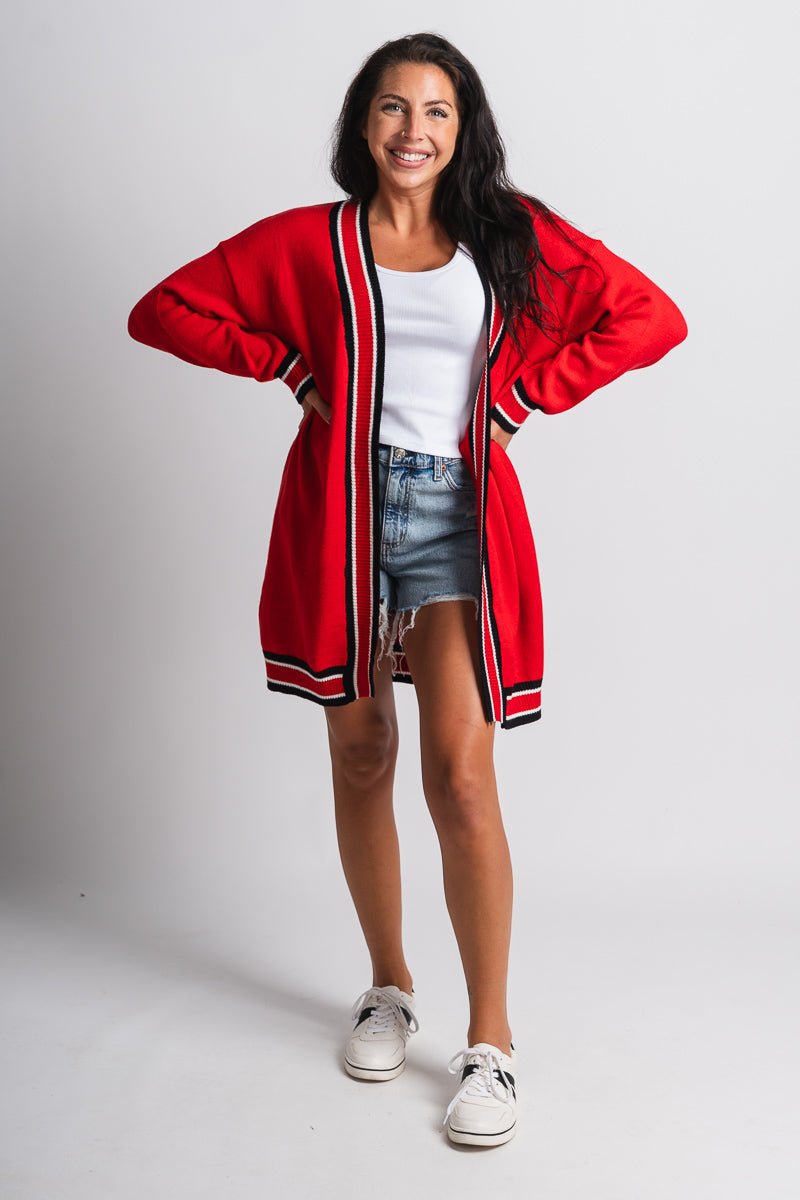 Game day varsity cardigan red