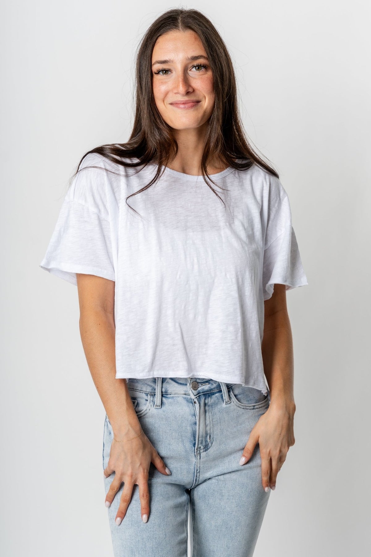 Z Supply Hazel slub tee white - Z Supply T-shirts - Z Supply Tops, Dresses, Tanks, Tees, Cardigans, Joggers and Loungewear at Lush Fashion Lounge