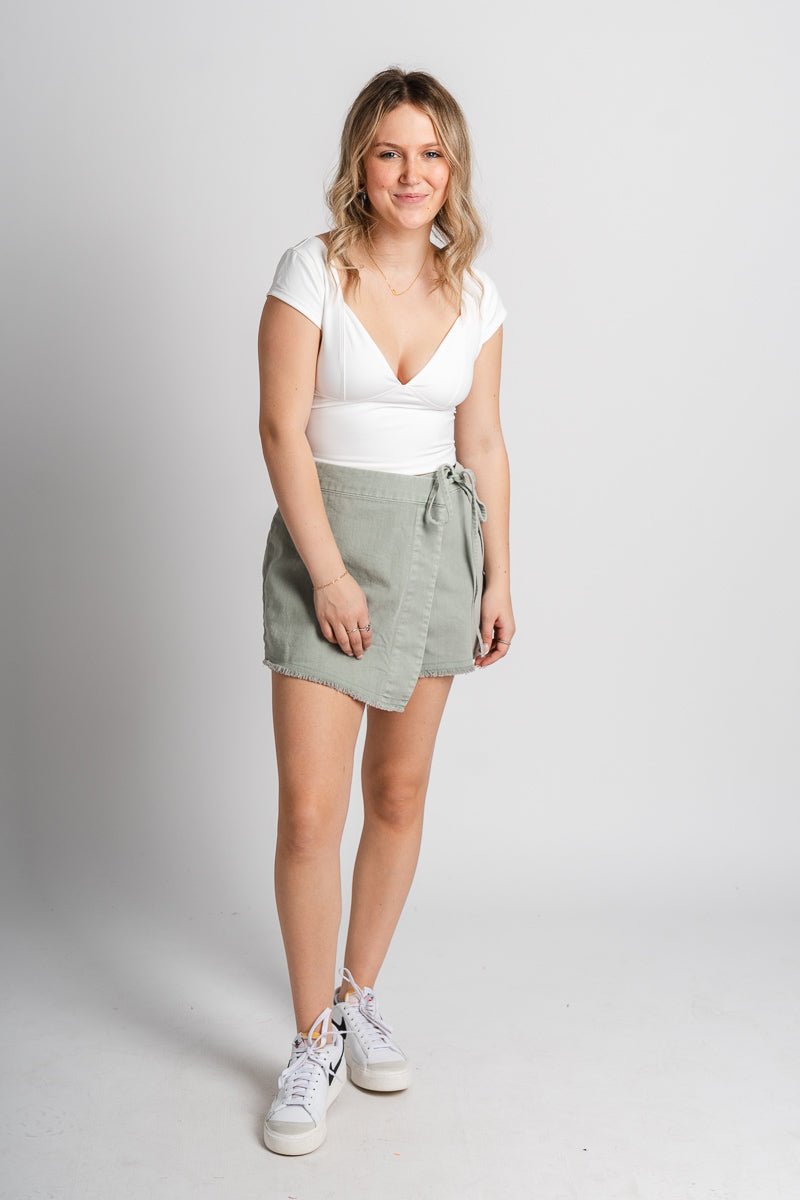 Tie waist skort sage green