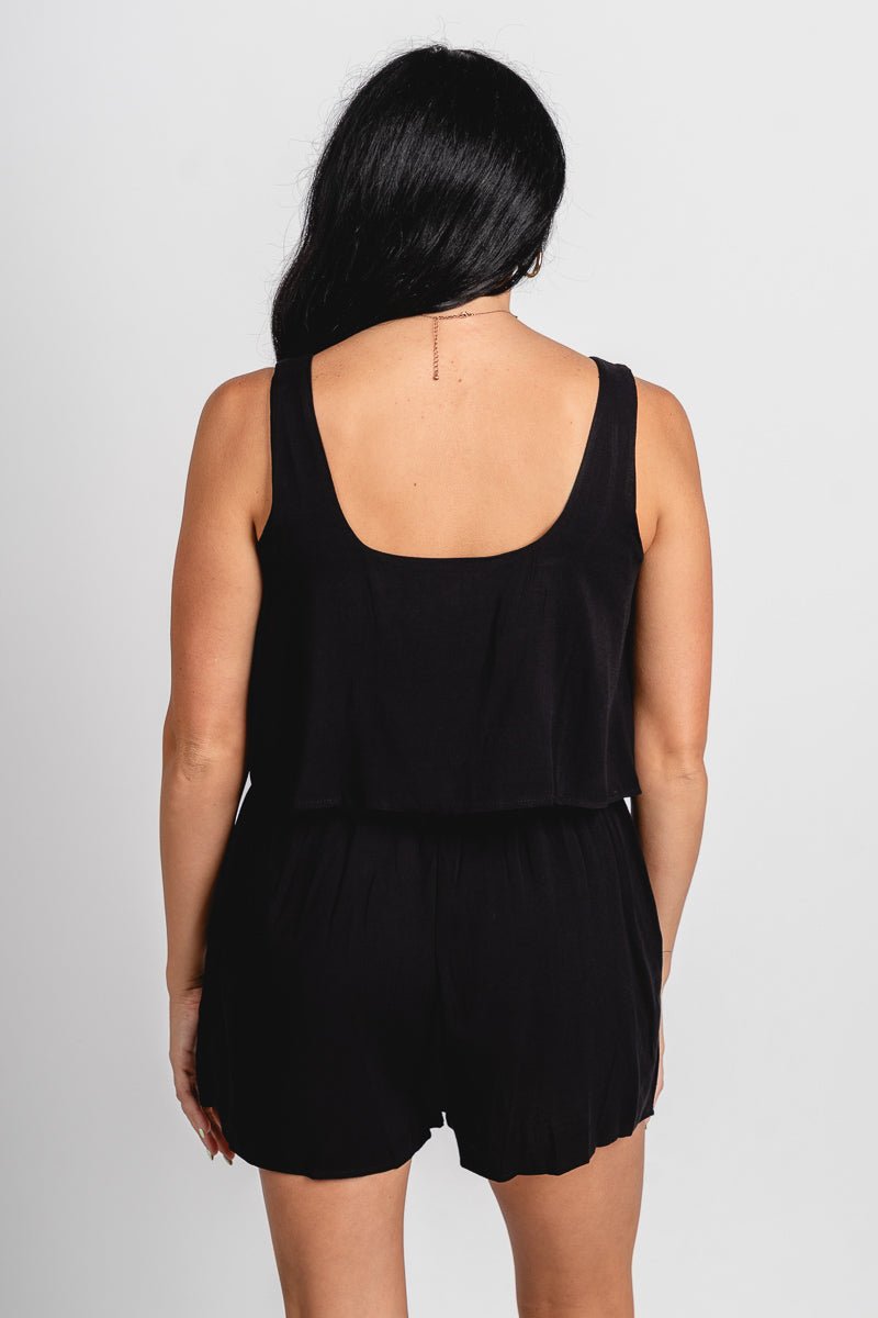 Flowy sleeveless romper black