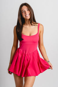 Pleated athletic dress hot pink - Cute dress - Trendy Dresses at Lush Fashion Lounge Boutique in Oklahoma City
