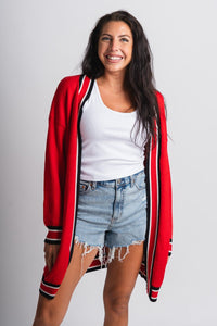 Game day varsity cardigan red - Cute Cardigan - Trendy Cardigans & Stylish Kimonos at Lush Fashion Lounge Boutique in Oklahoma City