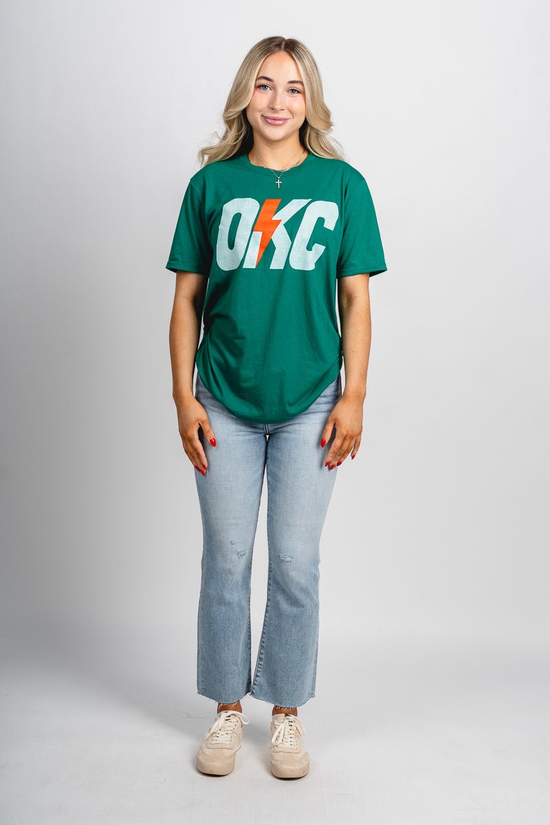OKC Bolt K unisex t-shirt green - Oklahoma City inspired graphic t-shirts at Lush Fashion Lounge Boutique in Oklahoma City