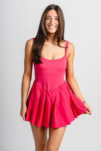 Pleated athletic dress hot pink Stylish dress - Womens Fashion Dresses at Lush Fashion Lounge Boutique in Oklahoma City