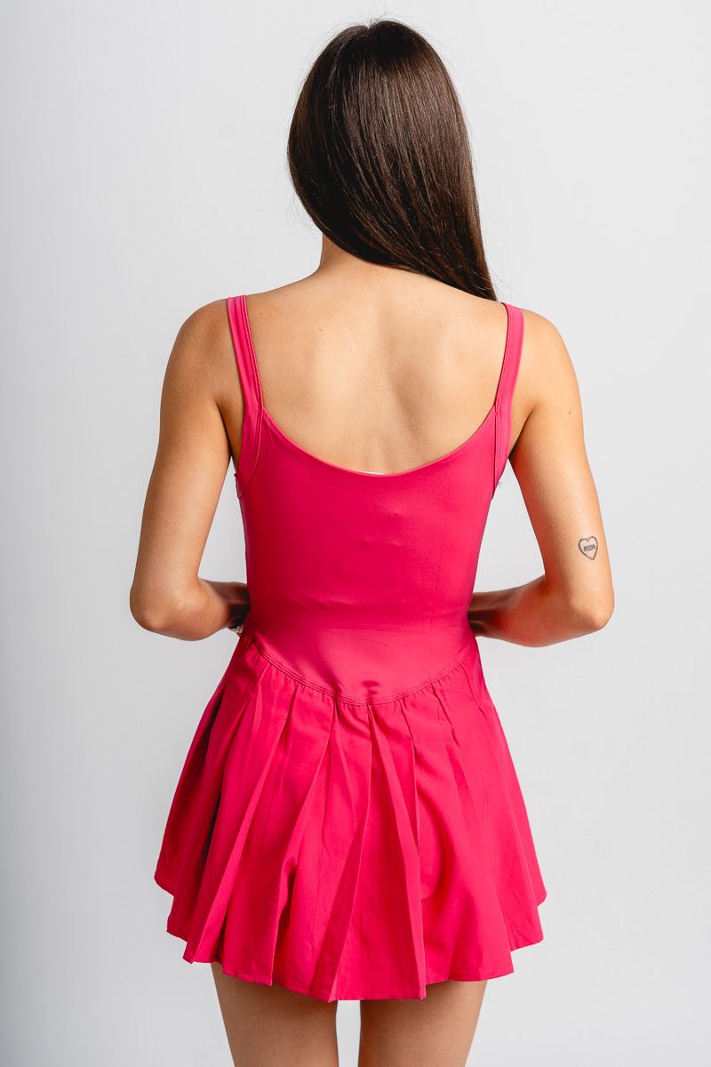 Pleated athletic dress hot pink