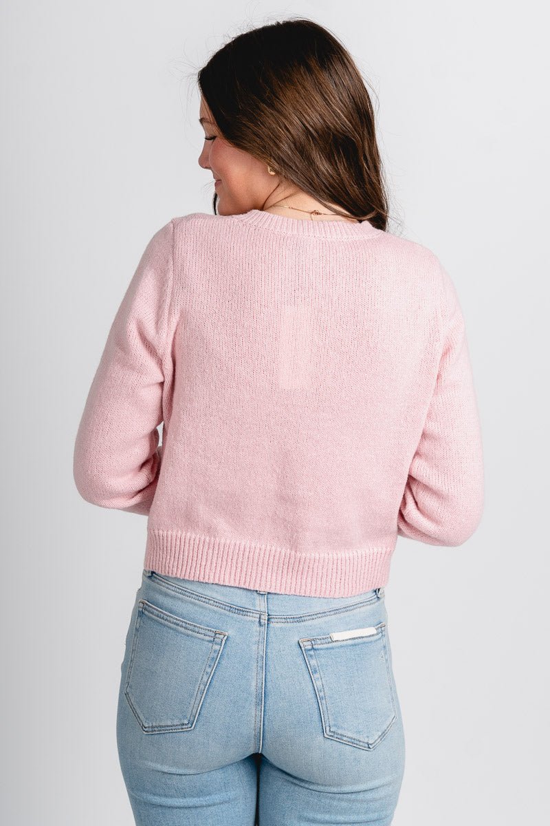 Button sweater cardigan dusty pink