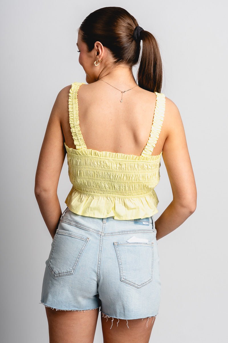 Smocked bow detail top yellow