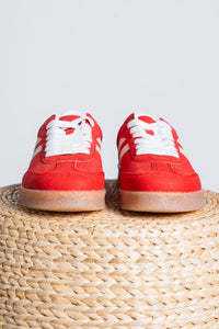 Christi double stripe sneaker vintage red - Trendy Shoes - Fashion Shoes at Lush Fashion Lounge Boutique in Oklahoma City