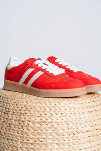 Christi double stripe sneaker vintage red - Cute Shoes - Trendy Shoes at Lush Fashion Lounge Boutique in Oklahoma City