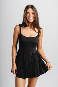 Pleated athletic dress black - Cute dress - Trendy Dresses at Lush Fashion Lounge Boutique in Oklahoma City