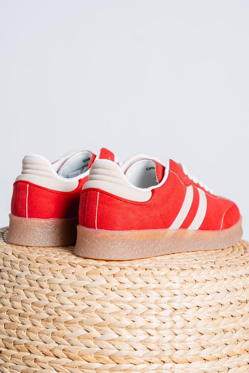 Christi double stripe sneaker vintage red - Affordable Shoes - Boutique Shoes at Lush Fashion Lounge Boutique in Oklahoma City