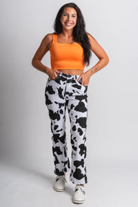 Cow print jeans black/white | Lush Fashion Lounge: boutique women's jeans, fashion jeans for women, affordable fashion jeans, cute boutique jeans