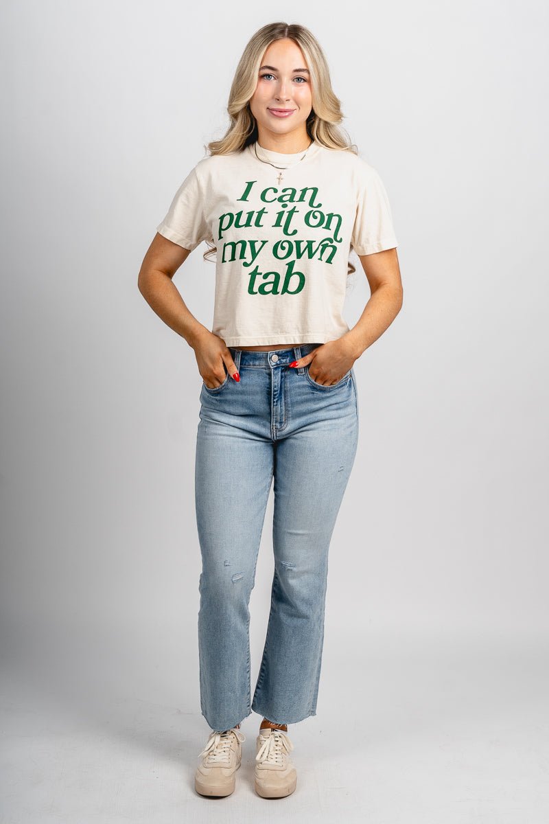 I can put it on my own tab crop t-shirt natural - Cute St. Patrick's Day Outfits at Lush Fashion Lounge Boutique in Oklahoma City