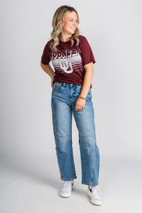 OU OU Sooners logo lines unisex t-shirt crimson T-shirt | Lush Fashion Lounge Trendy Oklahoma University Sooners Apparel & Cute Gameday T-Shirts