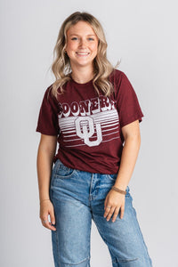 OU OU Sooners logo lines unisex t-shirt crimson T-shirt | Lush Fashion Lounge Trendy Oklahoma University Sooners Apparel & Cute Gameday T-Shirts