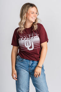 OU OU Sooners logo lines unisex t-shirt crimson T-shirt | Lush Fashion Lounge Trendy Oklahoma University Sooners Apparel & Cute Gameday T-Shirts