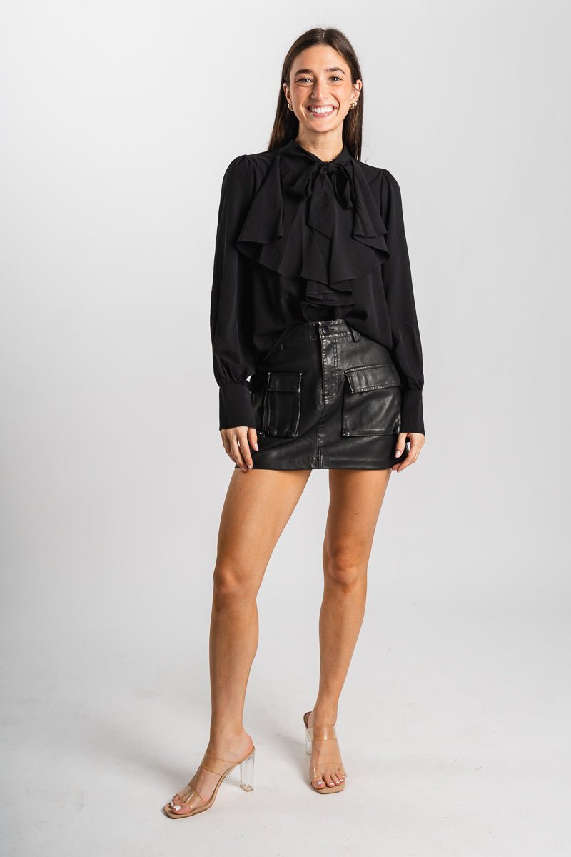 Distressed faux leather mini skirt black | Lush Fashion Lounge: boutique fashion skirts, affordable boutique skirts, cute affordable skirts