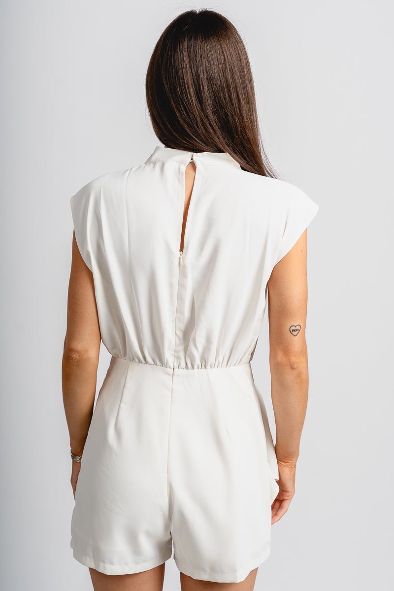 Cowl neck romper electric ivory