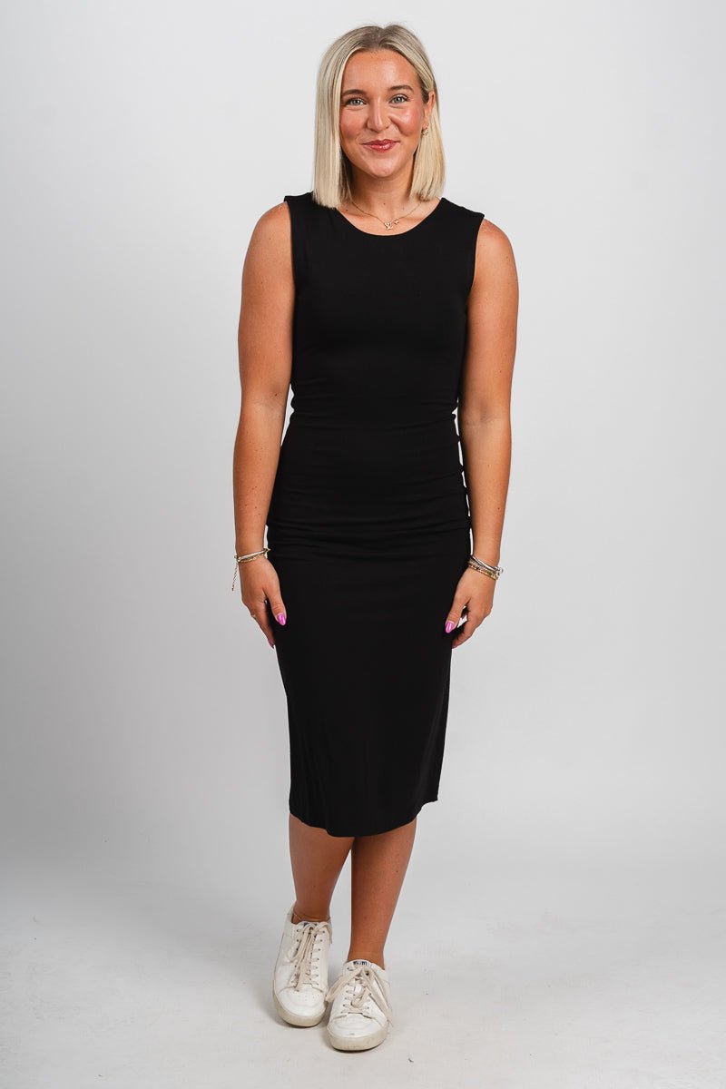 Open back sleeveless midi dress Black Black / Large Open back sleeveless midi dress Black Black / Large
