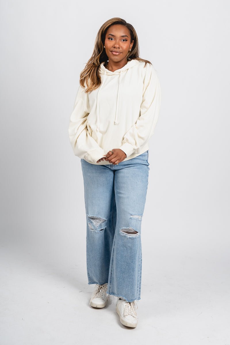 Mineral wash hoodie cream