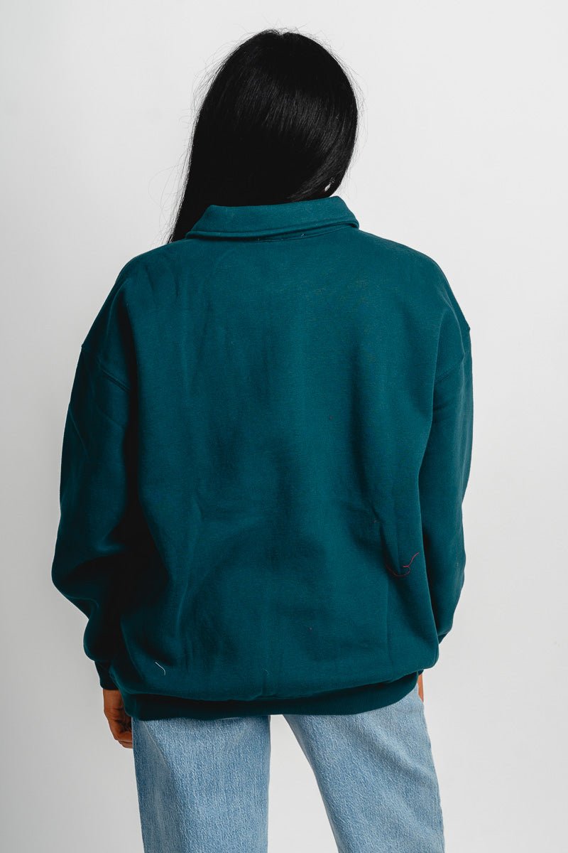 Oversized polo top deep green
